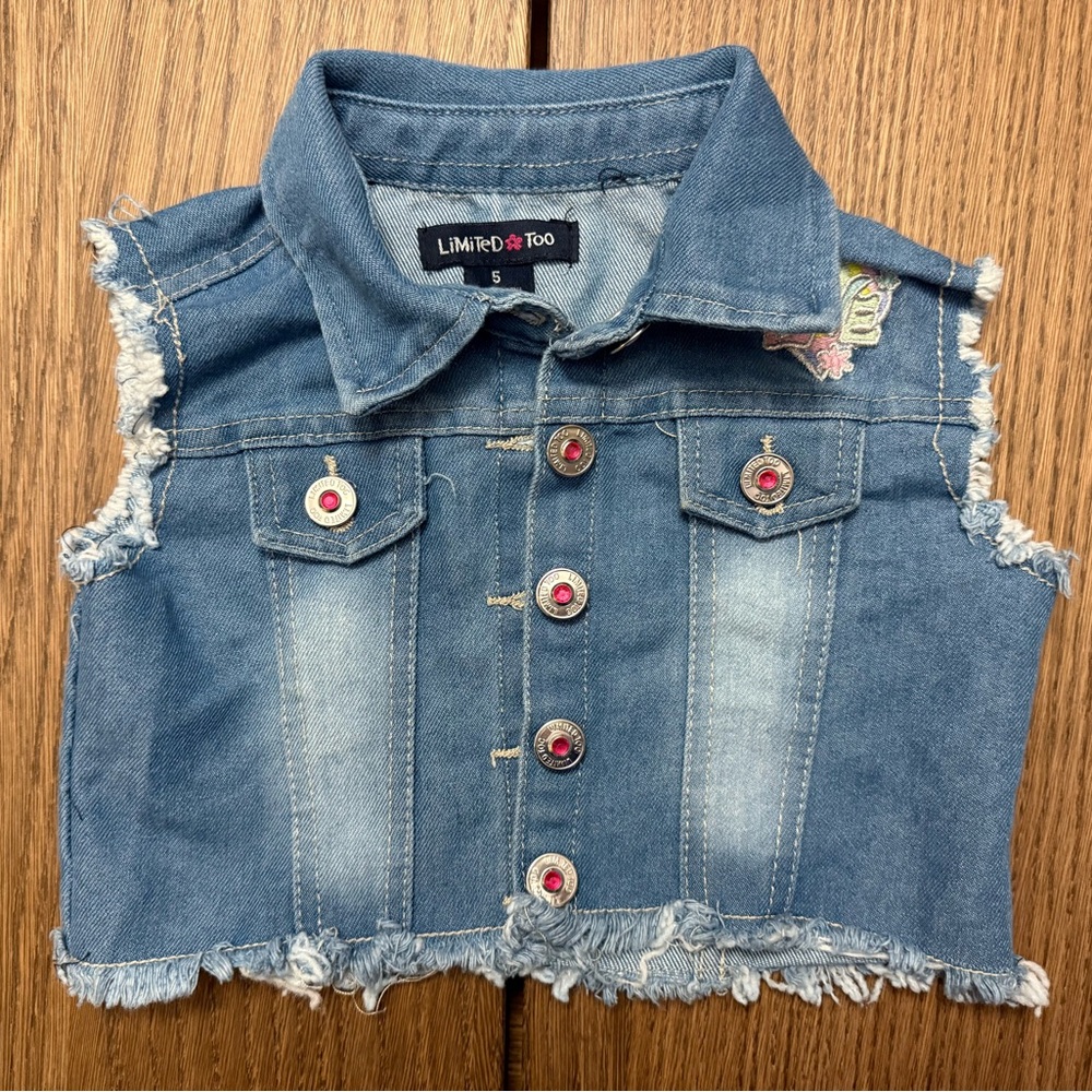 Limited Too Kids Denim Vest cropped cut off size 5